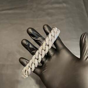 Moissanite Brand New Silver 20mm 4 Row Cuban Bracelet 9 Inch VVS1 Moissanite